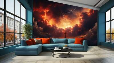 christ cross christ jesus on the cross, vivid energy explosions Wall mural