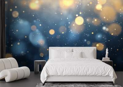 Colorful bokeh effect creating an abstract background with blue and orange hues during nighttime Wall mural