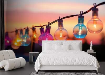 Colorful light bulb garland Wall mural