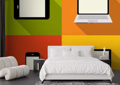 computing concept on different electronic devices. vector illust Wall mural