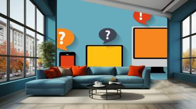 computing concept on different electronic devices. vector illust Wall mural