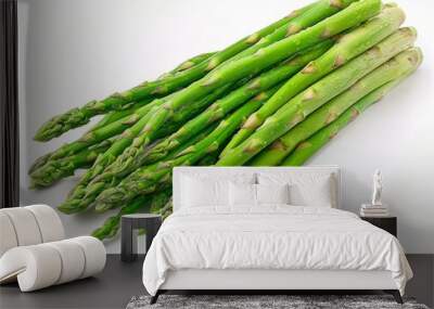 Fresh Asparagus Bunch on White Background Wall mural