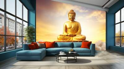 Gold buddha statue in the sky background Wall mural