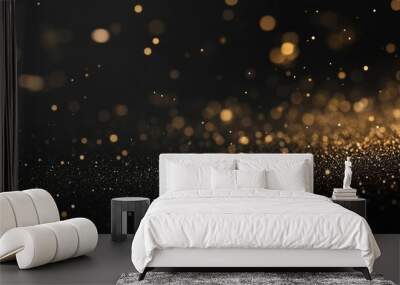 Golden particles shimmer against a dark background, creating a mesmerizing visual effect Wall mural