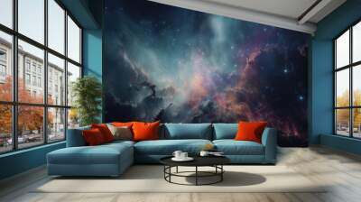 Magic color galaxy space background. Illustration Generative AI. Wall mural