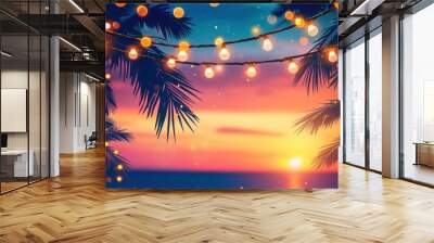 night summer party advertisment background with copy space Wall mural