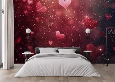 Red and Pink Hearts Background Wall mural