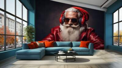 Santa Claud DJ. Illustration  Wall mural