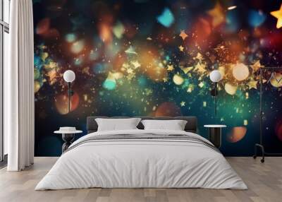 Shine confetti background. Illustration AI Generative Wall mural