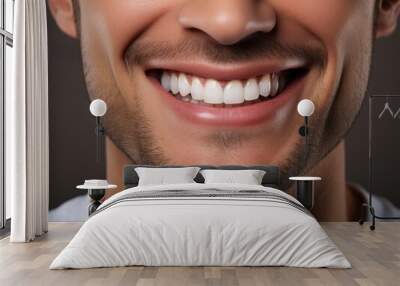 smiling young man with porcelain veneers. Wall mural