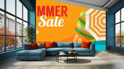 Summer Sale Banner Template for your Business. Vector Illustrati Wall mural