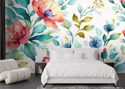 Watercolor Floral Background Illustration Generative AI. Wall mural