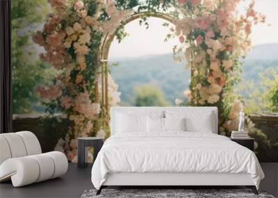 Wedding floral arc. Wall mural