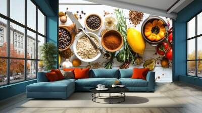 Winter vegetarian, vegan food cooking ingredients Wall mural