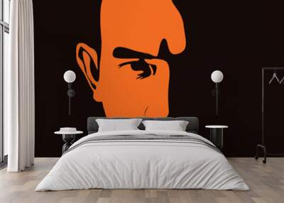 Man Face silhouette in contrast backlight. Vector. Illustration. Wall mural