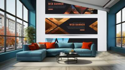 Design of black horizontal web banners. Wall mural