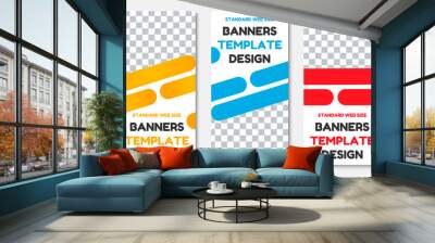 Design of vertical vector white banners with color rounded rectangles. Wall mural