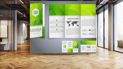 Template design three fold flyer, brochure Wall mural