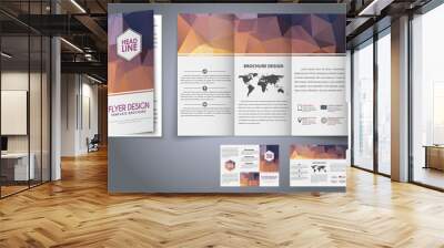 Template design three fold flyer, brochure Wall mural