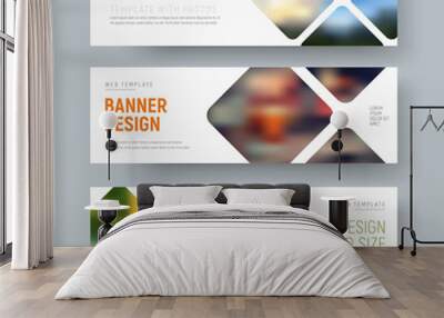 template of horizontal standard banners with rhombuses for the image. Wall mural