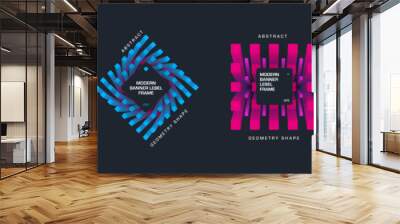 Vector abstract banners with geometric shapes, bright colored elements, volumetric frame for text, EPS10. Wall mural