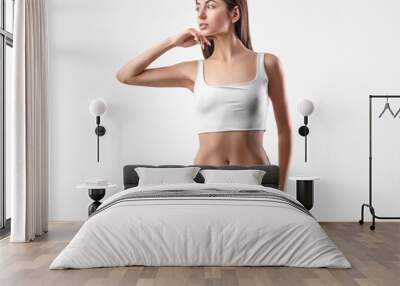 White top mockup, underwear on sexy girl Wall mural