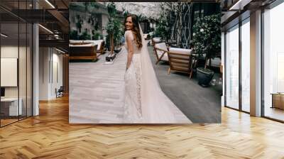 Young caucasian bride on wedding day Wall mural