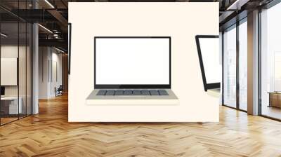 3d realistic laptop with blank screen on light background. Vector illustration Wall mural