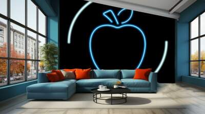 Apple neon sign, modern glowing banner design, colorful modern design trend on black background. Vector illustration. Wall mural