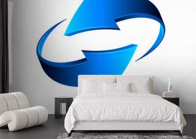 Blue 3d arrows, vector Wall mural