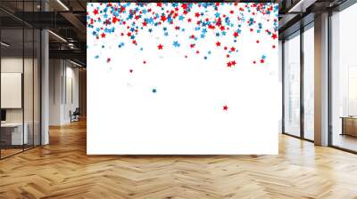 Celebration confetti in national colors of USA. Holiday confetti in US flag colors. 4th July independence day background Wall mural