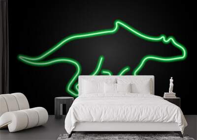 chasmosaurus neon sign, modern glowing banner design, colorful modern design trend on black background. Vector illustration. Wall mural