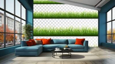 Green grass border set on white background. Vector Illustration Wall mural