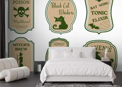 Labels for halloween gift decorating, stickers for sketchbooks and more. Gloomy poison stickers. Wall mural