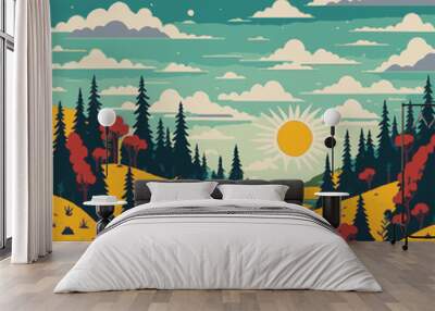 Road vector illustration. Road in the field. Road to the horizon. Wall mural