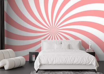 Sweet pink candy abstract spiral background. Vector illustration Wall mural