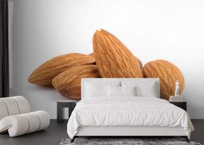 Almonds isolated on white background Wall mural