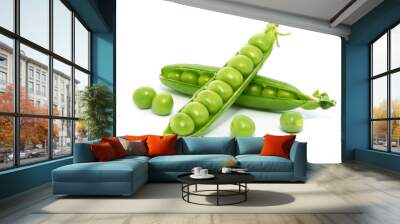 fresh green peas isolated on a white background Wall mural