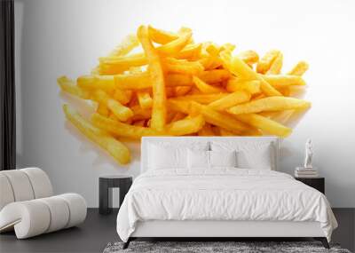 pile of french fries on a white background Wall mural