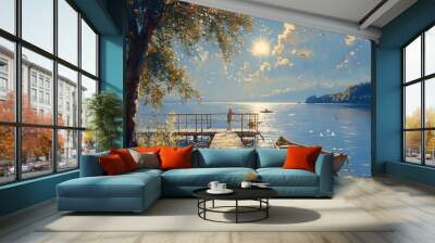 lake on canvas Wall mural