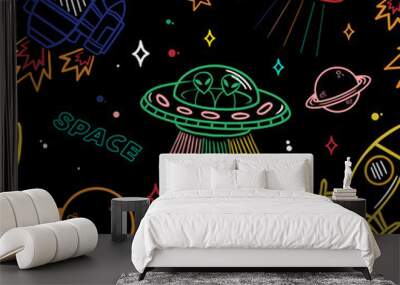 Pattern on space topic  Wall mural