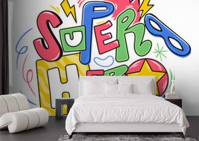 Super hero lettering print design  Wall mural