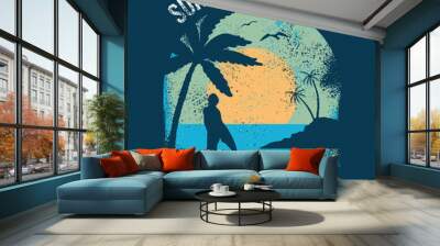 Surfer summer sunset print Wall mural