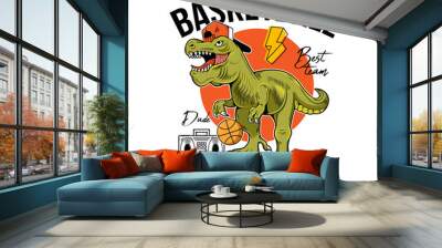 t-rex play basketball print design Wall mural