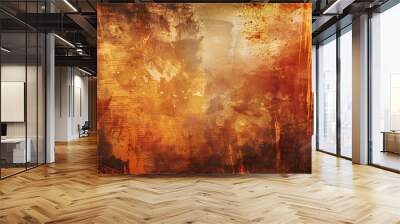 A brown and orange grunge background texture with large brush strokes  Wall mural