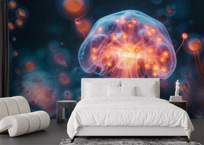 A luminous, orb-shaped organism that propels itself through space using jet-like bursts of compressed gases, Wall mural