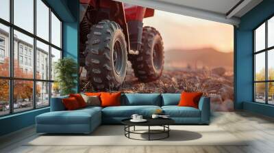 a powerful ATV against the backdrop of off-road natural terrain. concept of extreme summer holiday, quad bike rides Wall mural