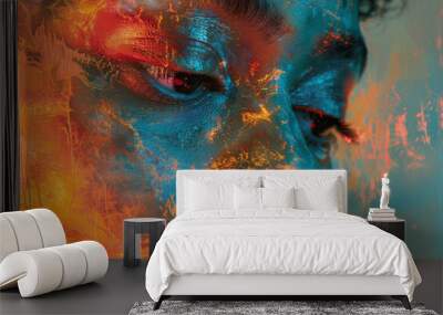 a series of digital canvases where thermal imaging techniques create portraits based on heat signatu Wall mural