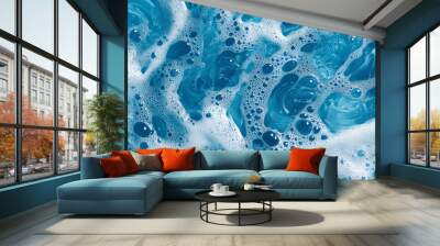 Abstract Aqua Background Featuring Liquid Foam Patterns. Concept Abstract Art Wall mural