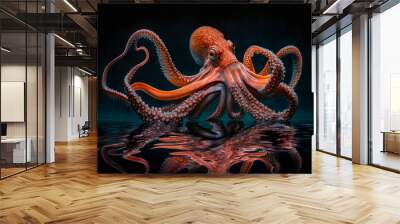 An octopus sitting on top of a body of water. Generative AI Wall mural